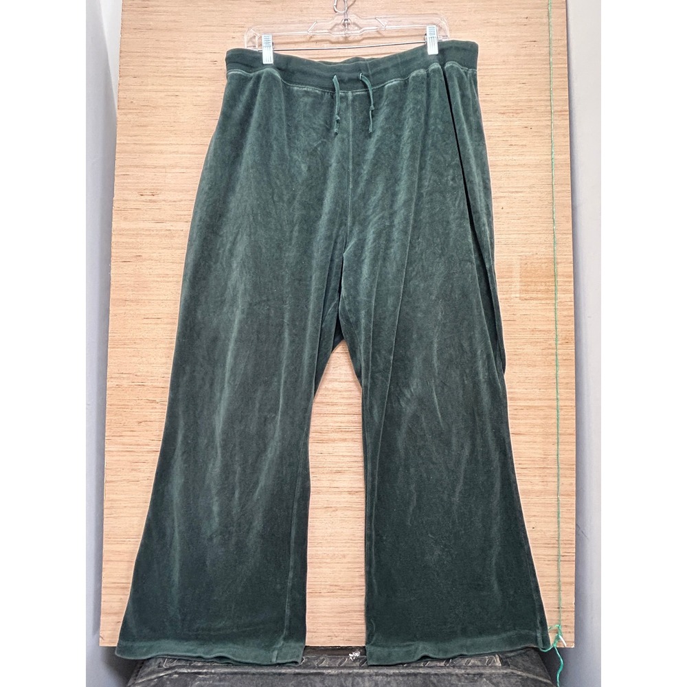 Cato Woman Forest Green Velour Wide Leg Lounge Pants Plus Size 18/20W Drawstring